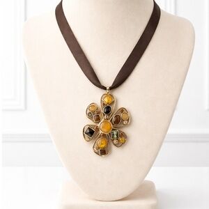 Gold and Brown Pendant Necklace